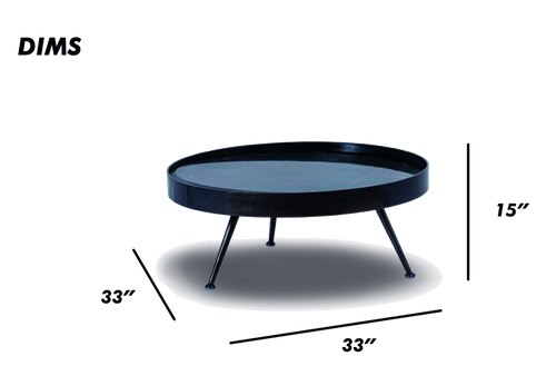 Round Black Coffee Table with Tripod Legs