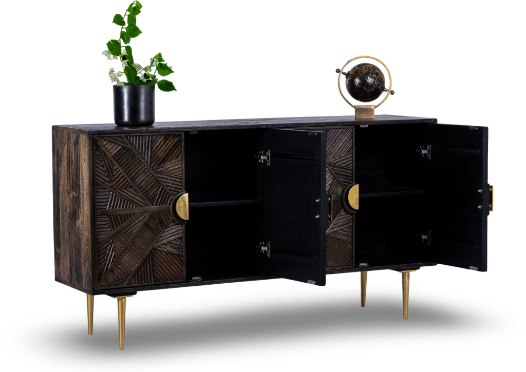 Geometric Patterned Wooden Sideboard