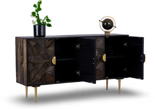 Geometric Patterned Wooden Sideboard