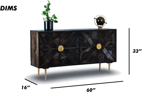 Geometric Patterned Wooden Sideboard
