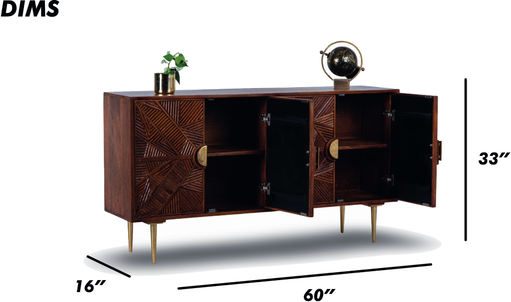 Geometric Patterned Wooden Sideboard