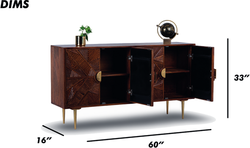 Geometric Patterned Wooden Sideboard