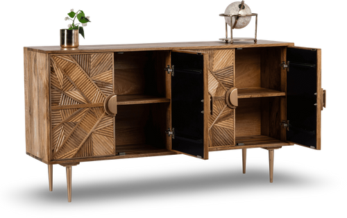 Geometric Patterned Wooden Sideboard