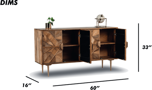 Geometric Patterned Wooden Sideboard