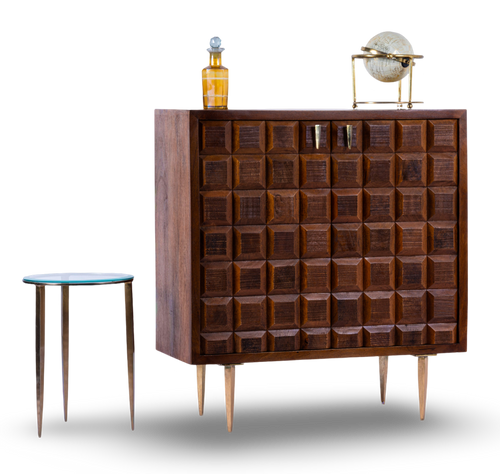 Mid-Century Block Bar Cabinet