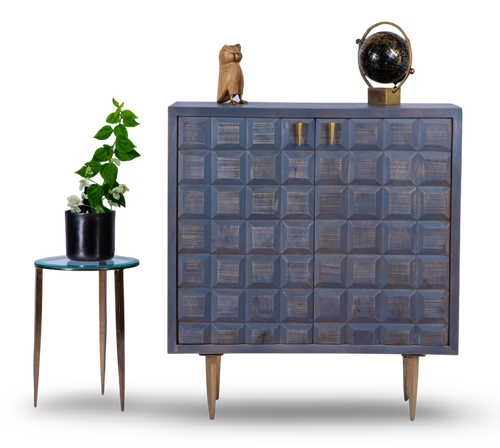 Mid-Century Block Bar Cabinet