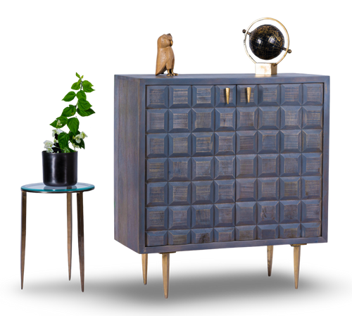 Mid-Century Block Bar Cabinet
