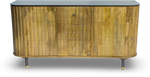Brushed Grey Woven Rattan Storage Sideboard with Glass Top