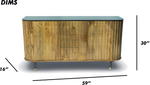 Brushed Grey Woven Rattan Storage Sideboard with Glass Top