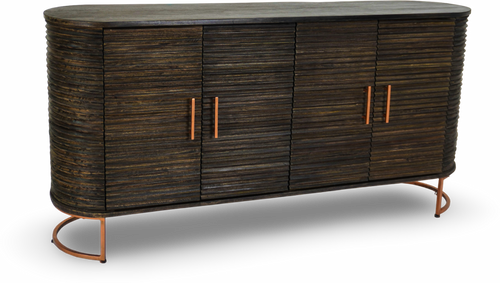 Curved Wooden Ribbed Sideboard