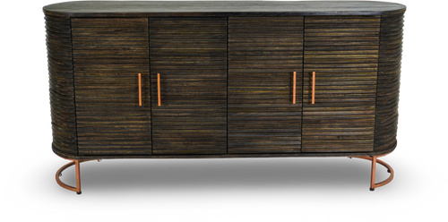 Curved Wooden Ribbed Sideboard