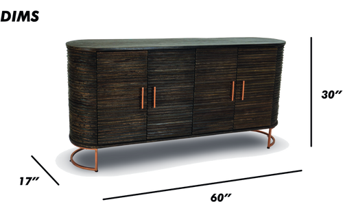 Curved Wooden Ribbed Sideboard
