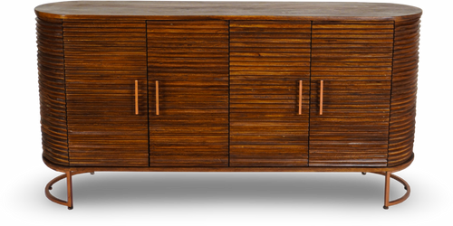 Curved Wooden Ribbed Sideboard