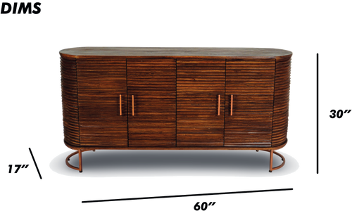 Curved Wooden Ribbed Sideboard