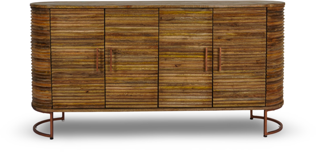 Curved Wooden Ribbed Sideboard
