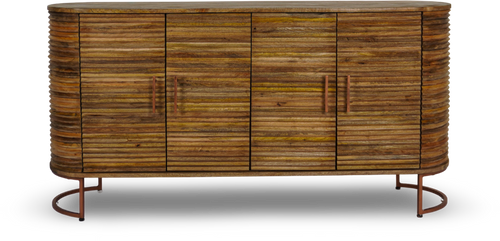 Curved Wooden Ribbed Sideboard