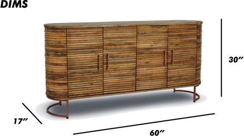 Curved Wooden Ribbed Sideboard
