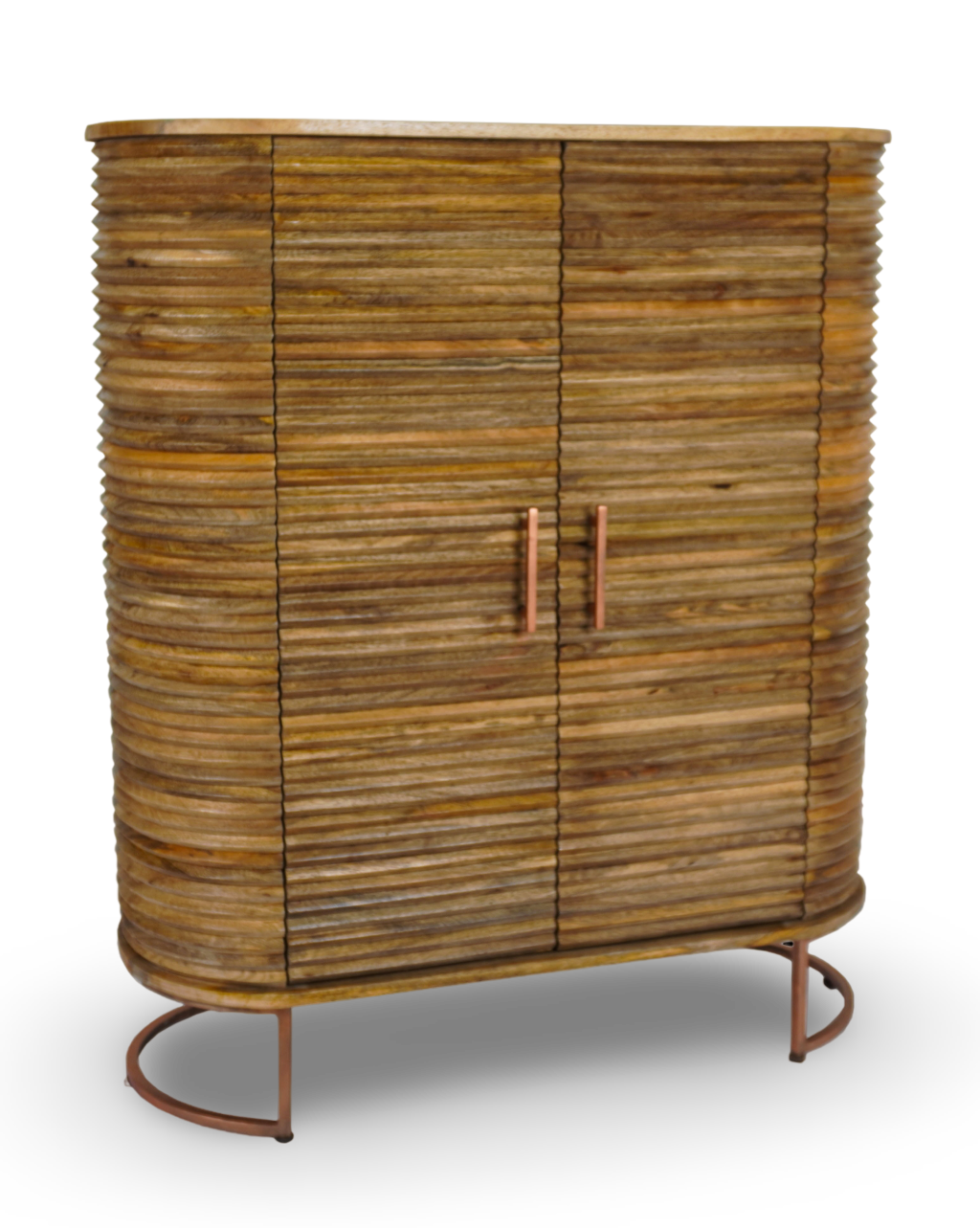 Natural Rattan Ribbed Bar Cabinet