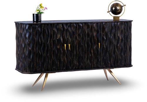 Dark Ripple Effect Wooden Sideboard