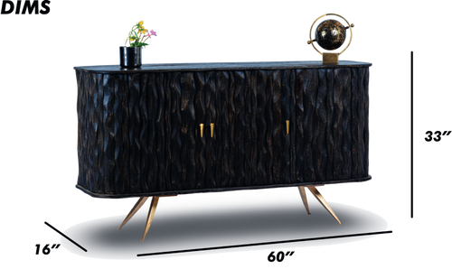 Dark Ripple Effect Wooden Sideboard