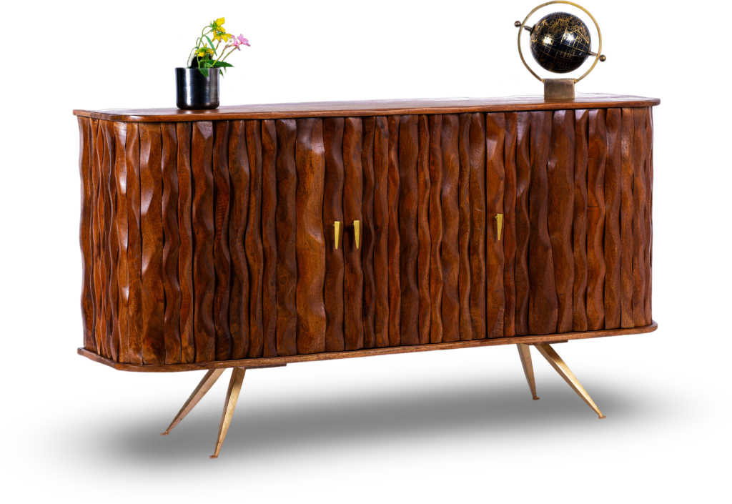 Dark Ripple Effect Wooden Sideboard