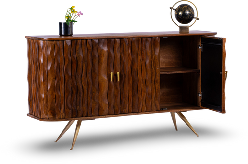 Dark Ripple Effect Wooden Sideboard