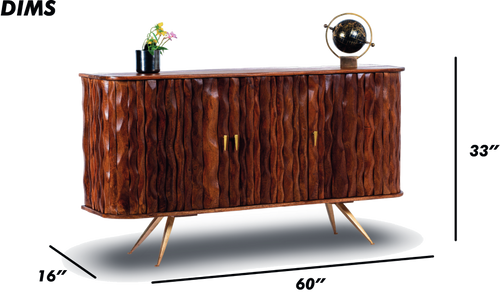Dark Ripple Effect Wooden Sideboard