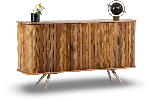 Dark Ripple Effect Wooden Sideboard