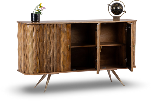 Dark Ripple Effect Wooden Sideboard