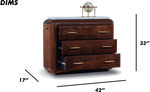 Ribbed Wooden Dresser with Brass Accents