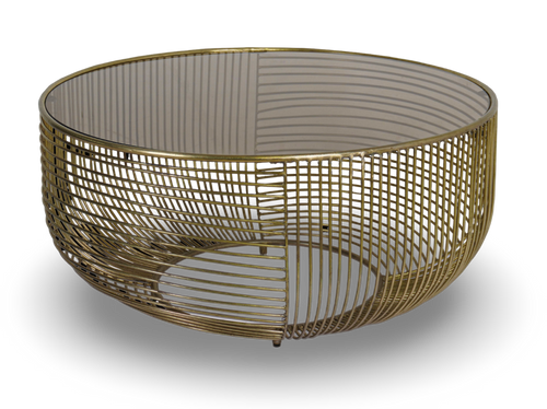 Round Wire Coffee Table with Glass Top