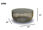 Round Wire Coffee Table with Glass Top