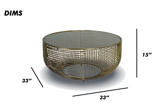 Round Wire Coffee Table with Glass Top