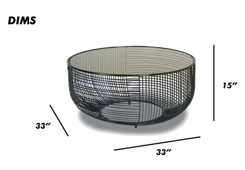 Round Wire Coffee Table with Glass Top