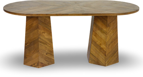 Chevron Pattern Oval Dining Table