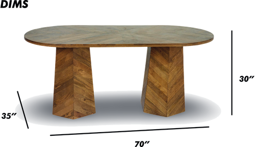 Chevron Pattern Oval Dining Table