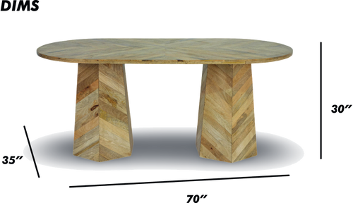Chevron Pattern Oval Dining Table