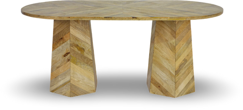 Chevron Pattern Oval Dining Table
