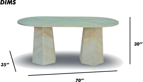 Chevron Pattern Oval Dining Table