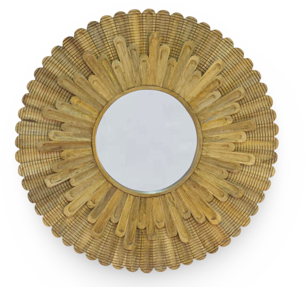 Sunburst Carved Wood Mirror