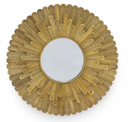 Sunburst Carved Wood Mirror