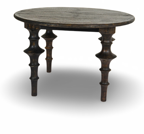 Round Wooden Table with Sculpted Legs