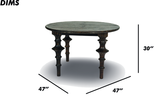 Round Wooden Table with Sculpted Legs