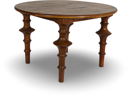 Round Wooden Table with Sculpted Legs