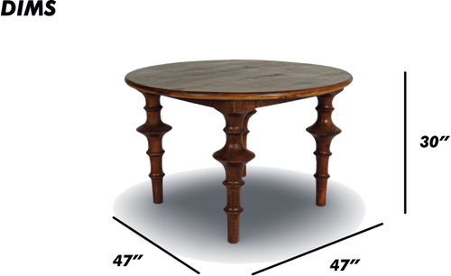 Round Wooden Table with Sculpted Legs