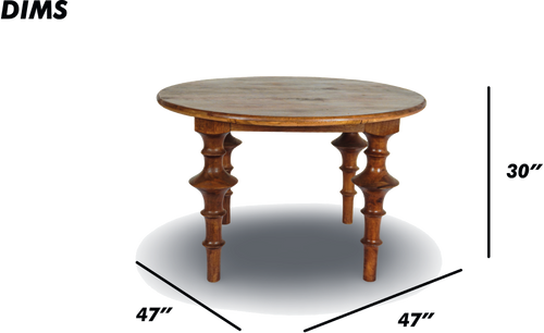 Round Wooden Table with Sculpted Legs