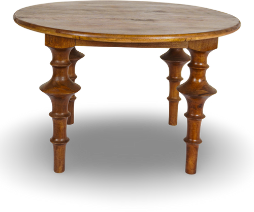 Round Wooden Table with Sculpted Legs