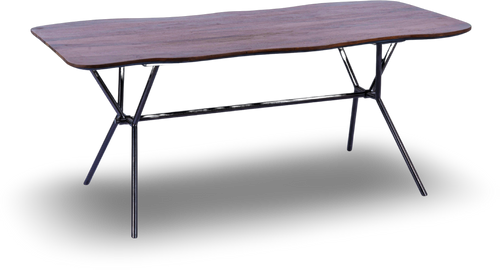 Organic Wood Dining Table with Metal Base