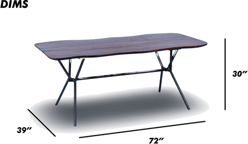 Organic Wood Dining Table with Metal Base