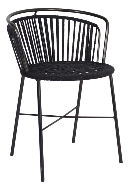 Black Woven Back Dining Chair